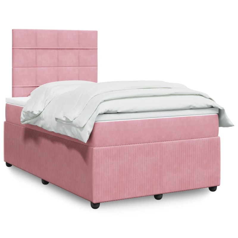 vidaXL Boxspringbett mit Matratze Rosa 120x200 cm Samt vidaXL Boxspringbett mit Matratze Rosa 120x200 cm Samt