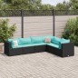 vidaXL 6-tlg. Garten-Lounge-Set mit Kissen Schwarz Poly Rattan vidaXL 6-tlg. Garten-Lounge-Set mit Kissen Schwarz Poly Rattan