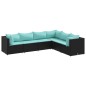 vidaXL 6-tlg. Garten-Lounge-Set mit Kissen Schwarz Poly Rattan vidaXL 6-tlg. Garten-Lounge-Set mit Kissen Schwarz Poly Rattan
