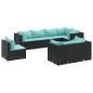 vidaXL 8-tlg. Garten-Lounge-Set mit Kissen Schwarz Poly Rattan vidaXL 8-tlg. Garten-Lounge-Set mit Kissen Schwarz Poly Rattan