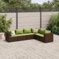 vidaXL 6-tlg. Garten-Lounge-Set mit Kissen Braun Poly Rattan vidaXL 6-tlg. Garten-Lounge-Set mit Kissen Braun Poly Rattan