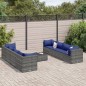 vidaXL 9-tlg. Garten-Lounge-Set mit Kissen Grau Poly Rattan vidaXL 9-tlg. Garten-Lounge-Set mit Kissen Grau Poly Rattan