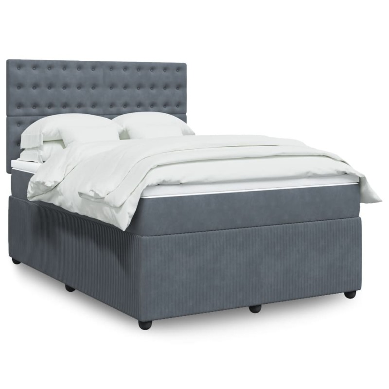 vidaXL Boxspringbett mit Matratze Dunkelgrau 160x200 cm Samt vidaXL Boxspringbett mit Matratze Dunkelgrau 160x200 cm Samt