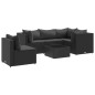 vidaXL 6-tlg. Garten-Lounge-Set mit Kissen Schwarz Poly Rattan vidaXL 6-tlg. Garten-Lounge-Set mit Kissen Schwarz Poly Rattan