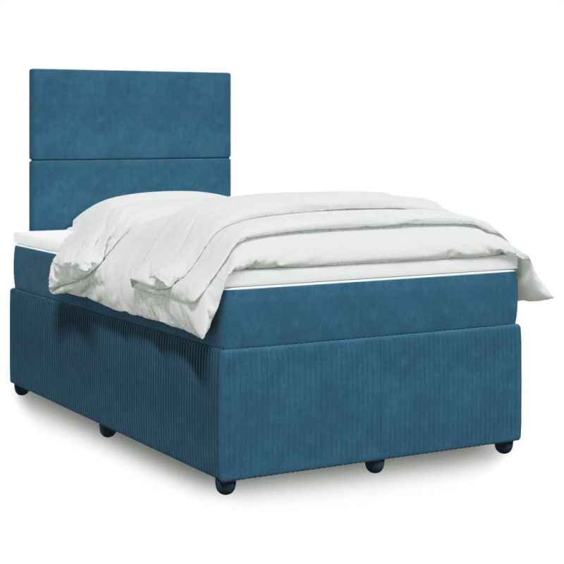 vidaXL Boxspringbett mit Matratze Dunkelblau 120x200 cm Samt vidaXL Boxspringbett mit Matratze Dunkelblau 120x200 cm Samt