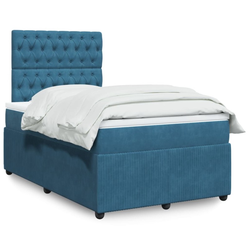 vidaXL Boxspringbett mit Matratze Dunkelblau 120x200 cm Samt vidaXL Boxspringbett mit Matratze Dunkelblau 120x200 cm Samt