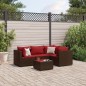 vidaXL 5-tlg. Garten-Lounge-Set mit Kissen Braun Poly Rattan vidaXL 5-tlg. Garten-Lounge-Set mit Kissen Braun Poly Rattan