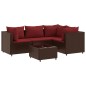 vidaXL 5-tlg. Garten-Lounge-Set mit Kissen Braun Poly Rattan vidaXL 5-tlg. Garten-Lounge-Set mit Kissen Braun Poly Rattan