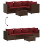 vidaXL 5-tlg. Garten-Lounge-Set mit Kissen Braun Poly Rattan vidaXL 5-tlg. Garten-Lounge-Set mit Kissen Braun Poly Rattan