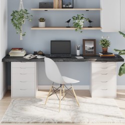 Tischplatte Dunkelgrau 220x60x6 cm Massivholz Eiche Behandelt