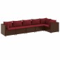 vidaXL 6-tlg. Garten-Lounge-Set mit Kissen Braun Poly Rattan vidaXL 6-tlg. Garten-Lounge-Set mit Kissen Braun Poly Rattan