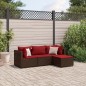 vidaXL 4-tlg. Garten-Lounge-Set mit Kissen Braun Poly Rattan vidaXL 4-tlg. Garten-Lounge-Set mit Kissen Braun Poly Rattan