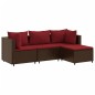 vidaXL 4-tlg. Garten-Lounge-Set mit Kissen Braun Poly Rattan vidaXL 4-tlg. Garten-Lounge-Set mit Kissen Braun Poly Rattan
