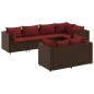 vidaXL 7-tlg. Garten-Lounge-Set mit Kissen Braun Poly Rattan vidaXL 7-tlg. Garten-Lounge-Set mit Kissen Braun Poly Rattan