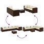 vidaXL 7-tlg. Garten-Lounge-Set mit Kissen Braun Poly Rattan vidaXL 7-tlg. Garten-Lounge-Set mit Kissen Braun Poly Rattan