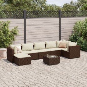 vidaXL 8-tlg. Garten-Lounge-Set mit Kissen Braun Poly Rattan
