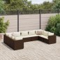 vidaXL 9-tlg. Garten-Lounge-Set mit Kissen Braun Poly Rattan vidaXL 9-tlg. Garten-Lounge-Set mit Kissen Braun Poly Rattan