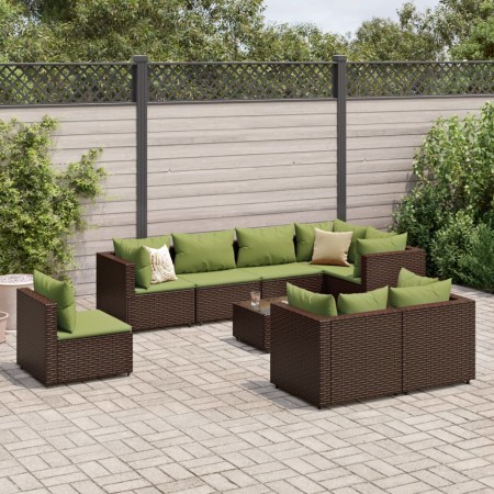 vidaXL 9-tlg. Garten-Lounge-Set mit Kissen Braun Poly Rattan