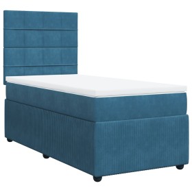 vidaXL Boxspringbett mit Matratze Dunkelblau 80x200 cm Samt