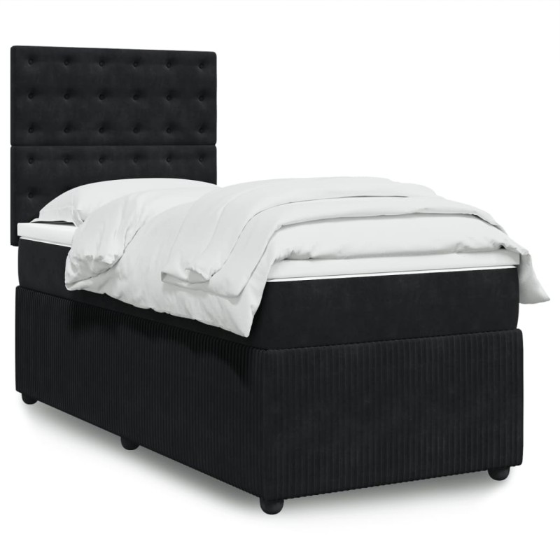 vidaXL Boxspringbett mit Matratze Schwarz 80x200 cm Samt vidaXL Boxspringbett mit Matratze Schwarz 80x200 cm Samt
