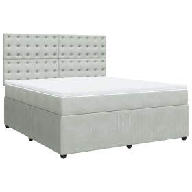 vidaXL Boxspringbett mit Matratze Hellgrau 180x200 cm Samt