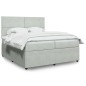 vidaXL Boxspringbett mit Matratze Hellgrau 200x200 cm Samt vidaXL Boxspringbett mit Matratze Hellgrau 200x200 cm Samt