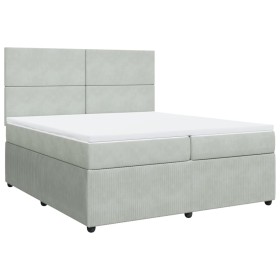vidaXL Boxspringbett mit Matratze Hellgrau 200x200 cm Samt