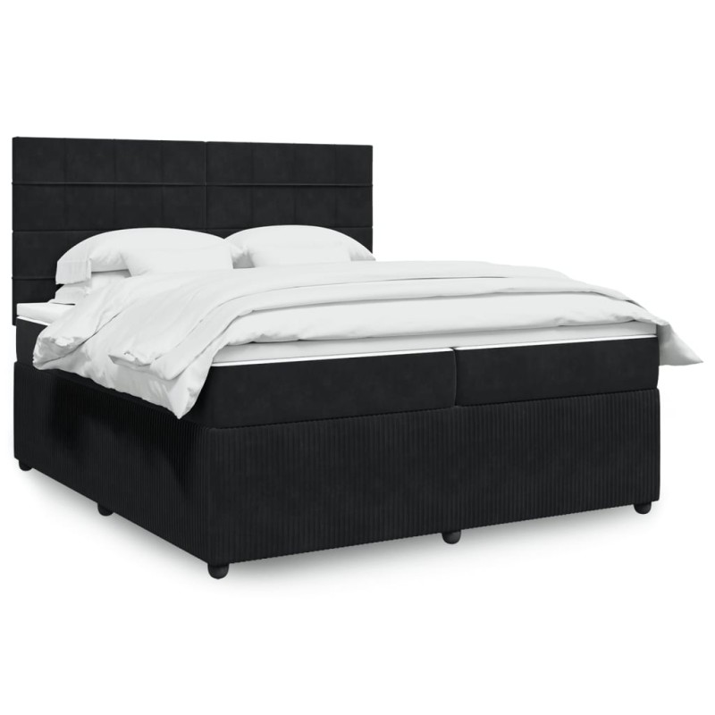 vidaXL Boxspringbett mit Matratze Schwarz 200x200 cm Samt vidaXL Boxspringbett mit Matratze Schwarz 200x200 cm Samt