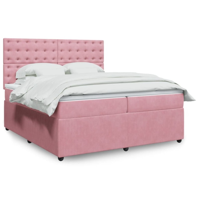 vidaXL Boxspringbett mit Matratze Rosa 200x200 cm Samt vidaXL Boxspringbett mit Matratze Rosa 200x200 cm Samt