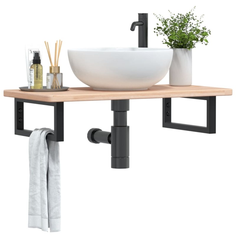 vidaXL Waschtischplatte mit Halterung Stahl und Massivholz Eiche vidaXL Waschtischplatte mit Halterung Stahl und Massivholz Eiche