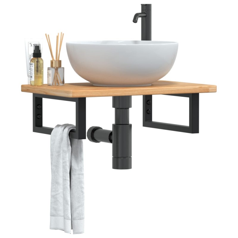 vidaXL Waschtischplatte mit Halterung Stahl und Massivholz Eiche vidaXL Waschtischplatte mit Halterung Stahl und Massivholz Eiche