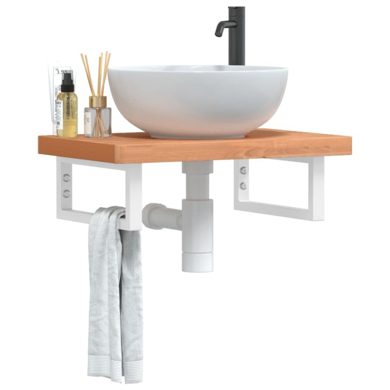 vidaXL Waschbeckenregal Wandmontage Stahl und Massivholz Buche vidaXL Waschbeckenregal Wandmontage Stahl und Massivholz Buche