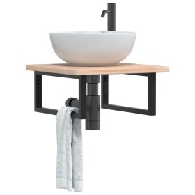 vidaXL Waschtischplatte mit Halterung Stahl und Massivholz Eiche