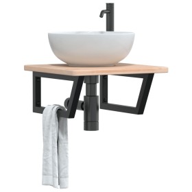 vidaXL Waschtischplatte mit Halterung Stahl und Massivholz Eiche