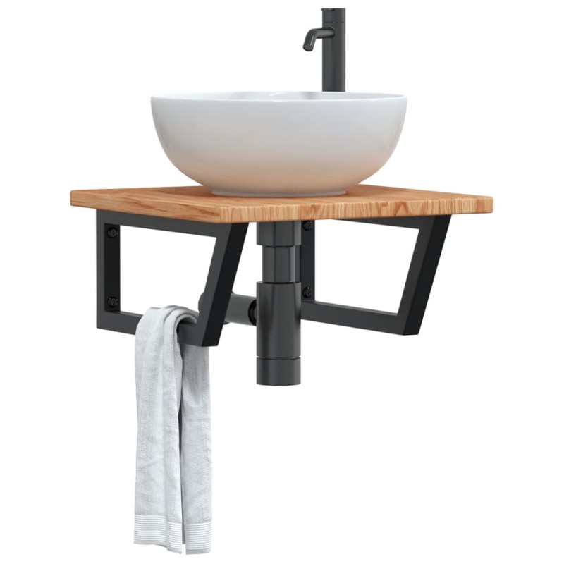 vidaXL Waschtischplatte mit Halterung Stahl und Massivholz Eiche vidaXL Waschtischplatte mit Halterung Stahl und Massivholz Eiche