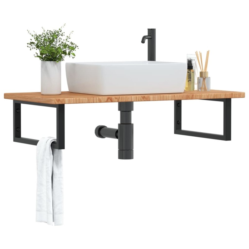 vidaXL Waschtischplatte mit Halterung Stahl und Massivholz Eiche vidaXL Waschtischplatte mit Halterung Stahl und Massivholz Eiche