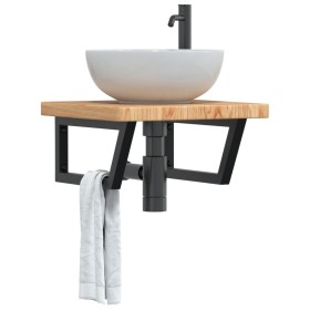 vidaXL Waschtischplatte mit Halterung Stahl und Massivholz Eiche