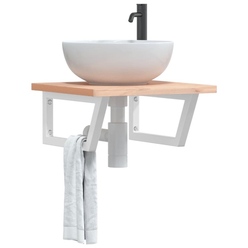 vidaXL Waschbeckenregal Wandmontage Stahl und Massivholz Buche vidaXL Waschbeckenregal Wandmontage Stahl und Massivholz Buche
