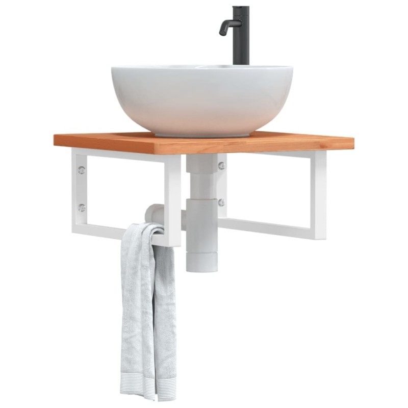 vidaXL Waschbeckenregal Wandmontage Stahl und Massivholz Buche vidaXL Waschbeckenregal Wandmontage Stahl und Massivholz Buche
