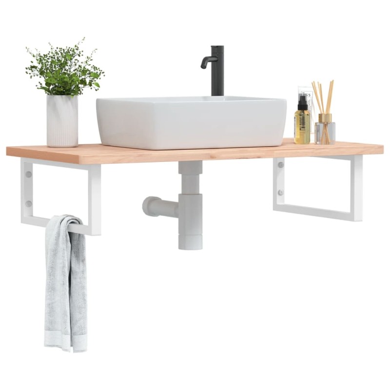 vidaXL Waschbeckenregal Wandmontage Stahl und Massivholz Buche vidaXL Waschbeckenregal Wandmontage Stahl und Massivholz Buche