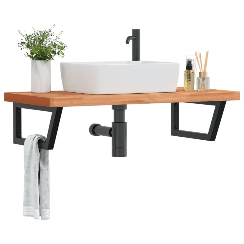 vidaXL Waschbeckenregal Wandmontage Stahl und Massivholz Buche vidaXL Waschbeckenregal Wandmontage Stahl und Massivholz Buche