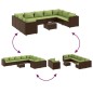 vidaXL 10-tlg. Garten-Lounge-Set mit Kissen Braun Poly Rattan vidaXL 10-tlg. Garten-Lounge-Set mit Kissen Braun Poly Rattan