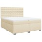 vidaXL Boxspringbett mit Matratze Creme 200x200 cm Stoff vidaXL Boxspringbett mit Matratze Creme 200x200 cm Stoff