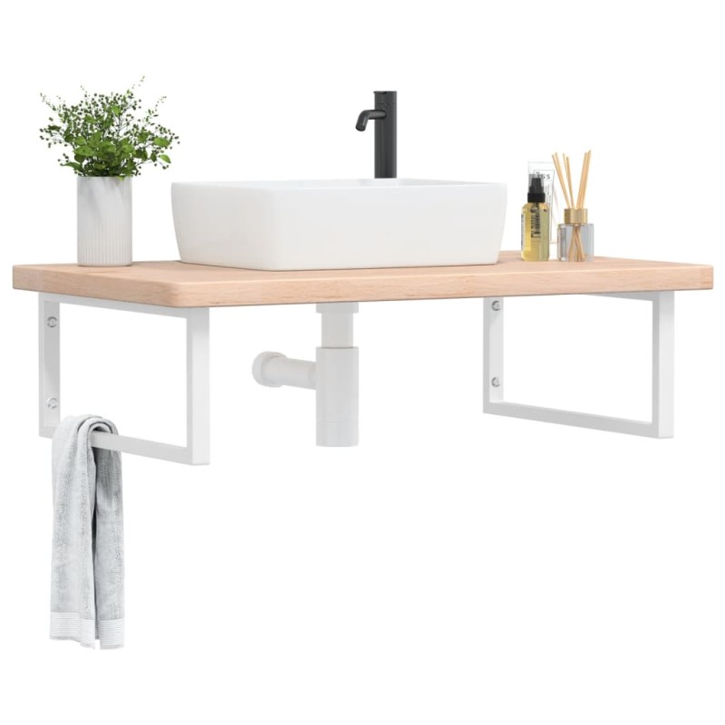 vidaXL Waschtischplatte mit Halterung Stahl und Massivholz Eiche vidaXL Waschtischplatte mit Halterung Stahl und Massivholz Eiche
