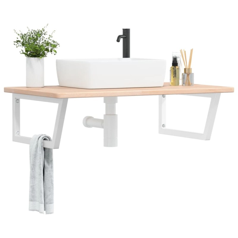 vidaXL Waschtischplatte mit Halterung Stahl und Massivholz Eiche vidaXL Waschtischplatte mit Halterung Stahl und Massivholz Eiche