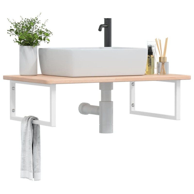 vidaXL Waschtischplatte mit Halterung Stahl und Massivholz Eiche vidaXL Waschtischplatte mit Halterung Stahl und Massivholz Eiche
