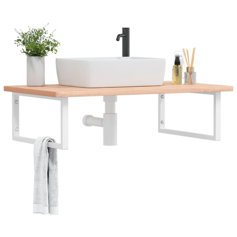 vidaXL Waschbeckenregal Wandmontage Stahl und Massivholz Buche vidaXL Waschbeckenregal Wandmontage Stahl und Massivholz Buche