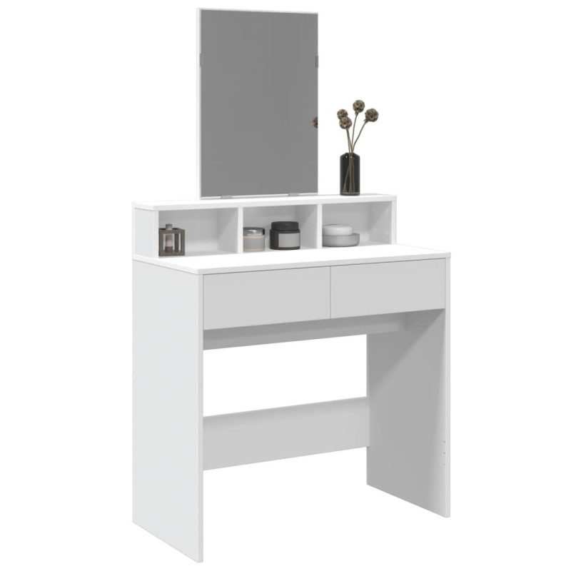 vidaXL Schminktisch mit Spiegel Weiß 80x41x144,5 cm vidaXL Schminktisch mit Spiegel Weiß 80x41x144,5 cm