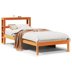 vidaXL Massivholzbett mit Kopfteil Wachsbraun 75x190 cm Kiefer