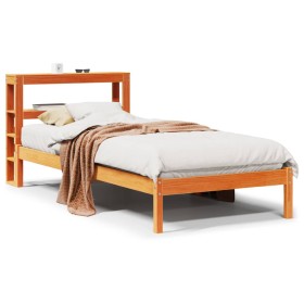 vidaXL Massivholzbett mit Kopfteil Wachsbraun 75x190 cm Kiefer